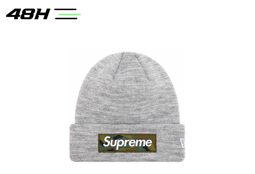 Supreme New Era Box Logo Beanie (FW23) Heather Grey - BITE EM