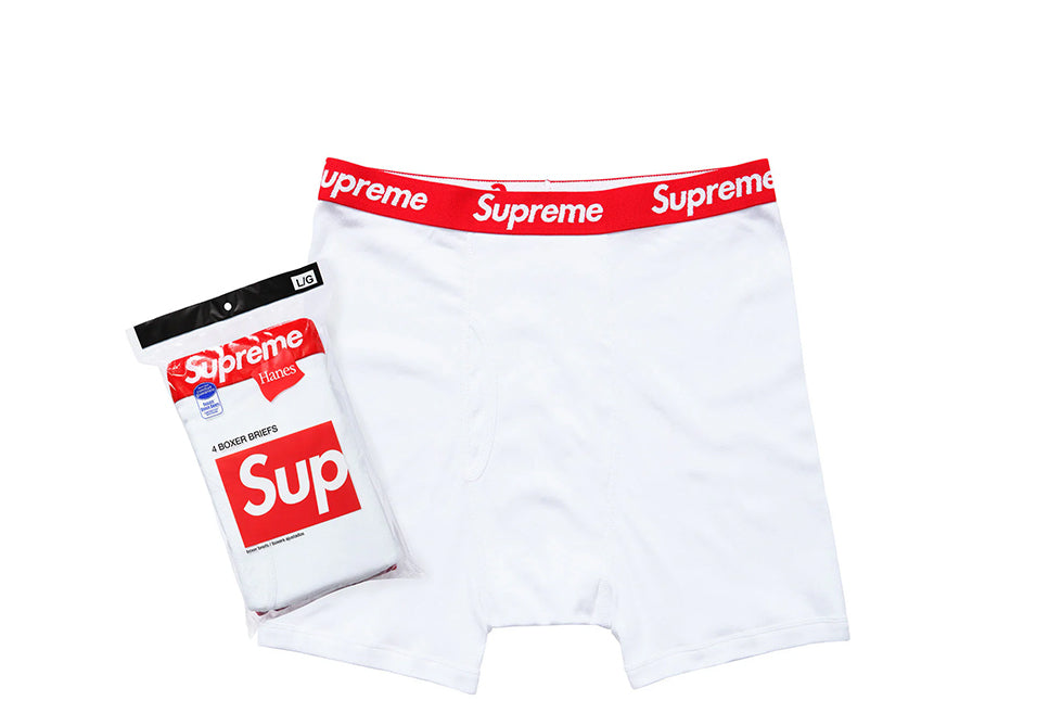 Supreme Hanes Boxer Briefs (4 Pack) White